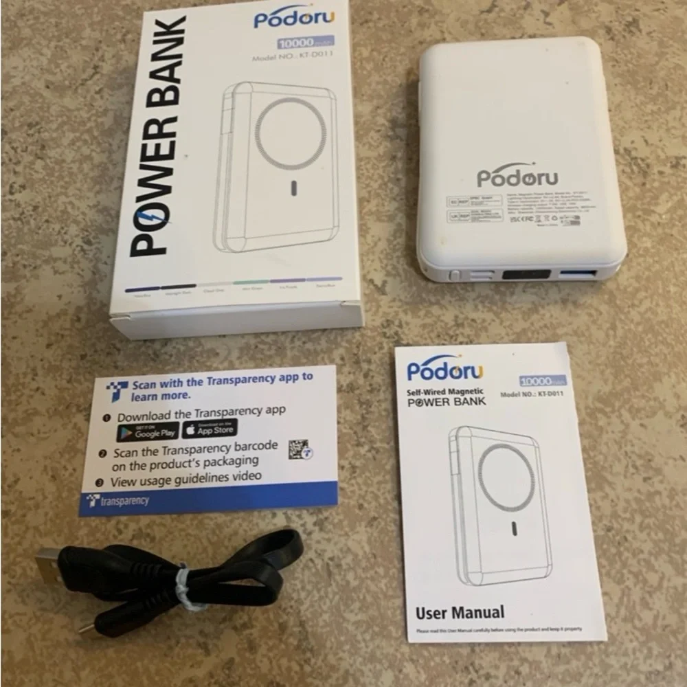 New! Podoru Wireless Portable Charger, Foldable 10000mAh Magnetic Power Bank